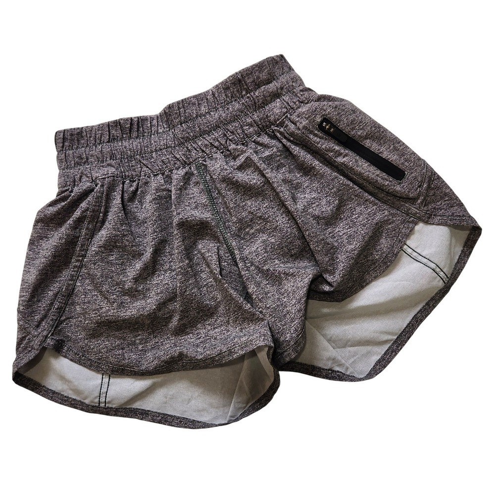 Lululemon Tracker Short V‎ 4" Lined Short 2 Heathered Grey Space Dye LW7AT8S